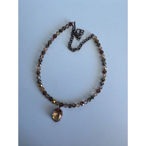 Blair Delmonico Beaded Necklace With Crystal Pendant 15" Length Adjustable Chain - Picture 4 of 13